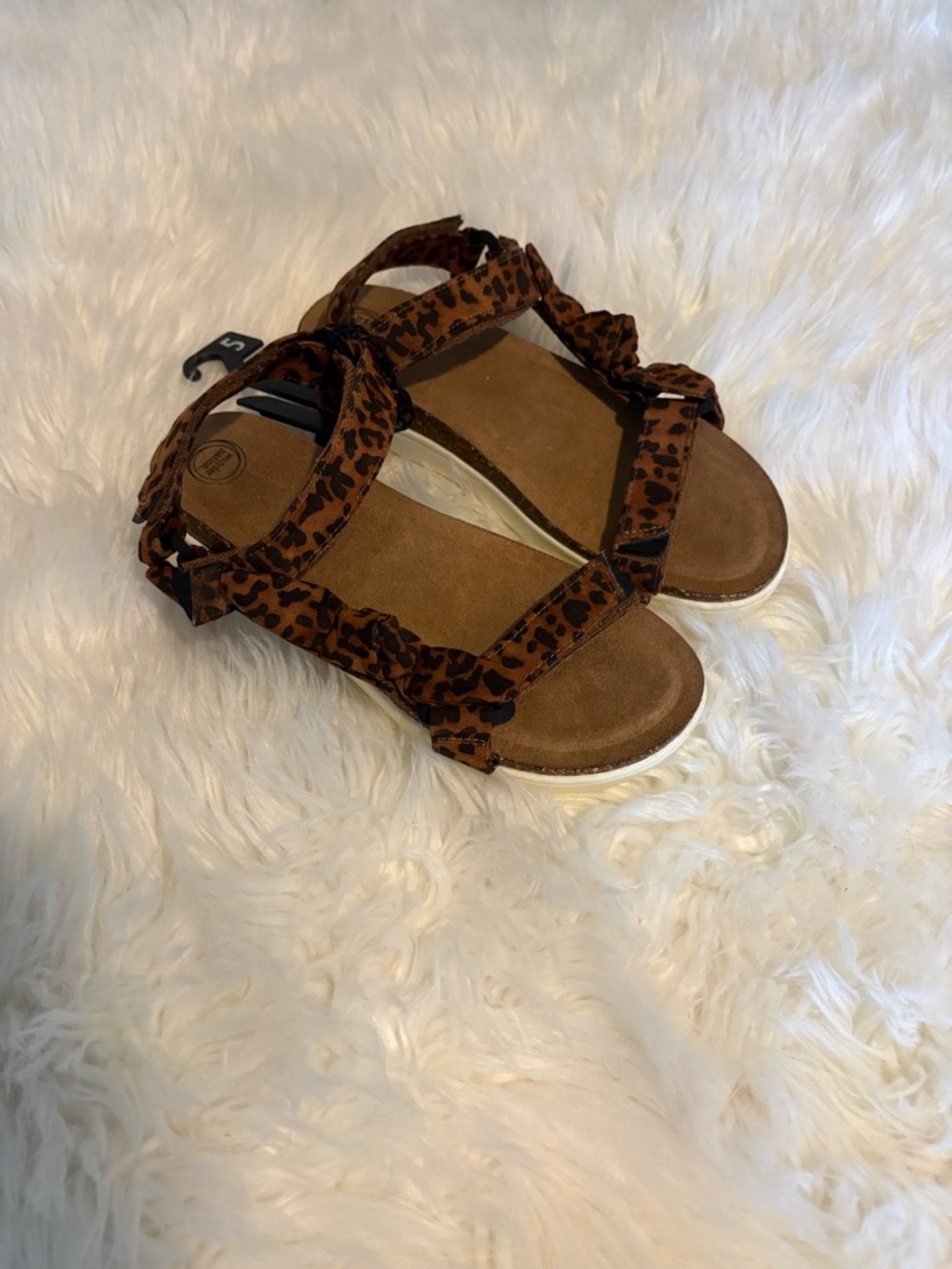 Leopard Print Strappy Sandals - Brown